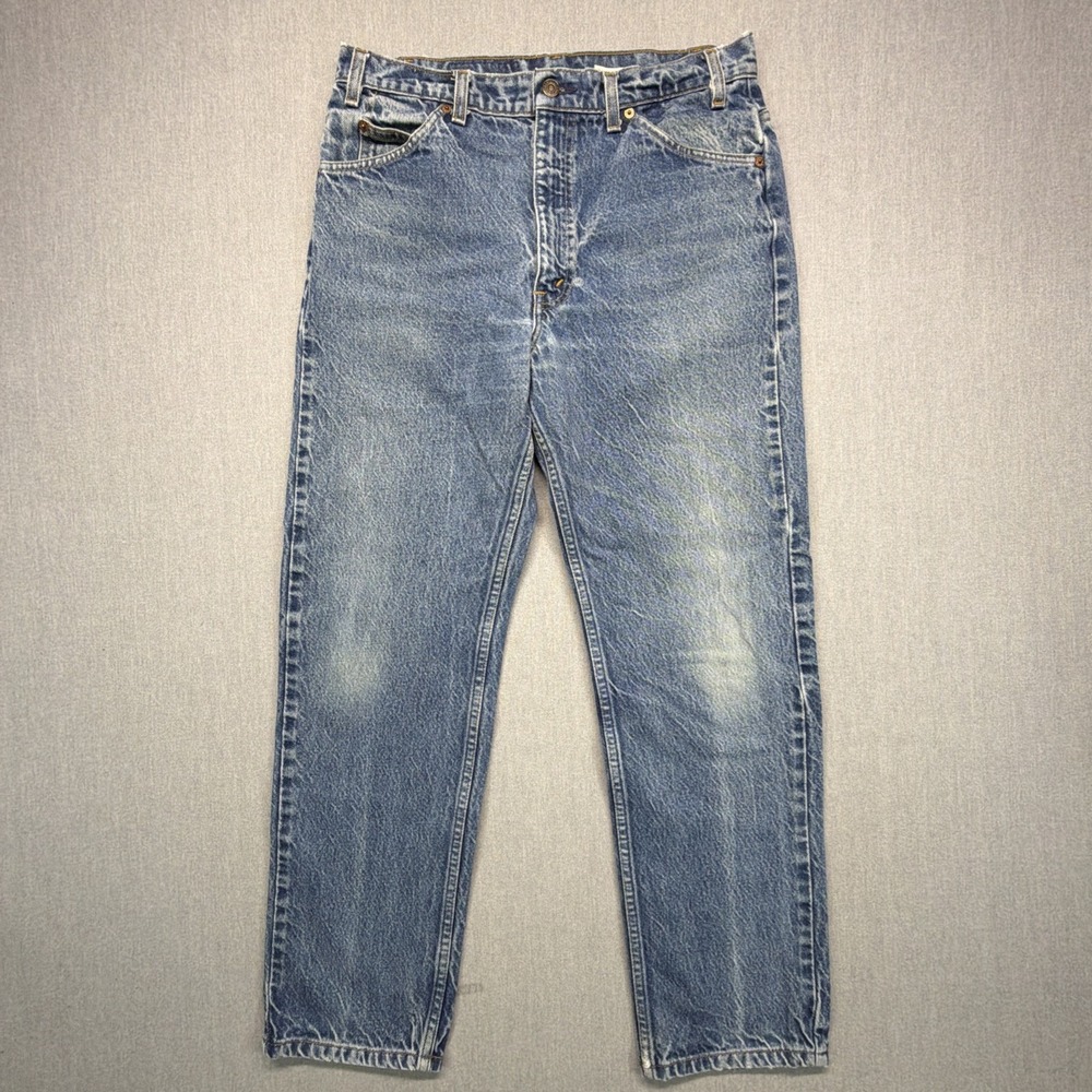 Vintage 90s Levi's 505‎ Orange Tab Jeans Mens 34x29 (Fits 32x28) Blue Straight